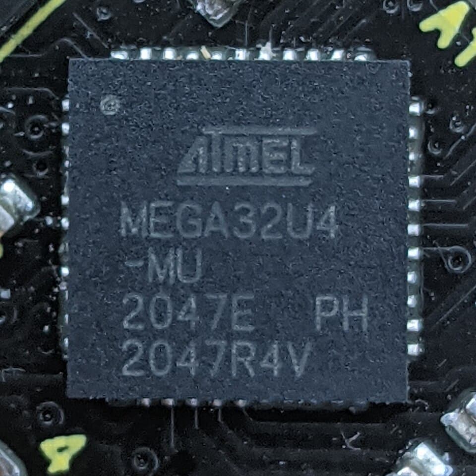MEGA32U4 on Arduino Pro Micro (52284655570) (cropped)
