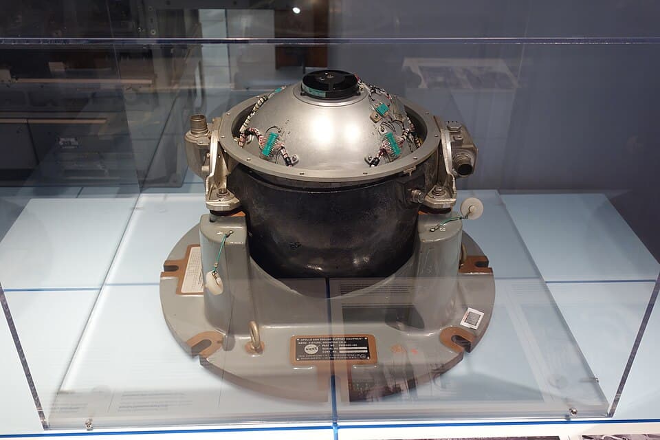 Inertial Measurement Unit, Apollo Guidance and Navigation System, fabricated for vibration testing, 1961-1966, view 1 - MIT Museum - Cambridge, MA - DSC09135