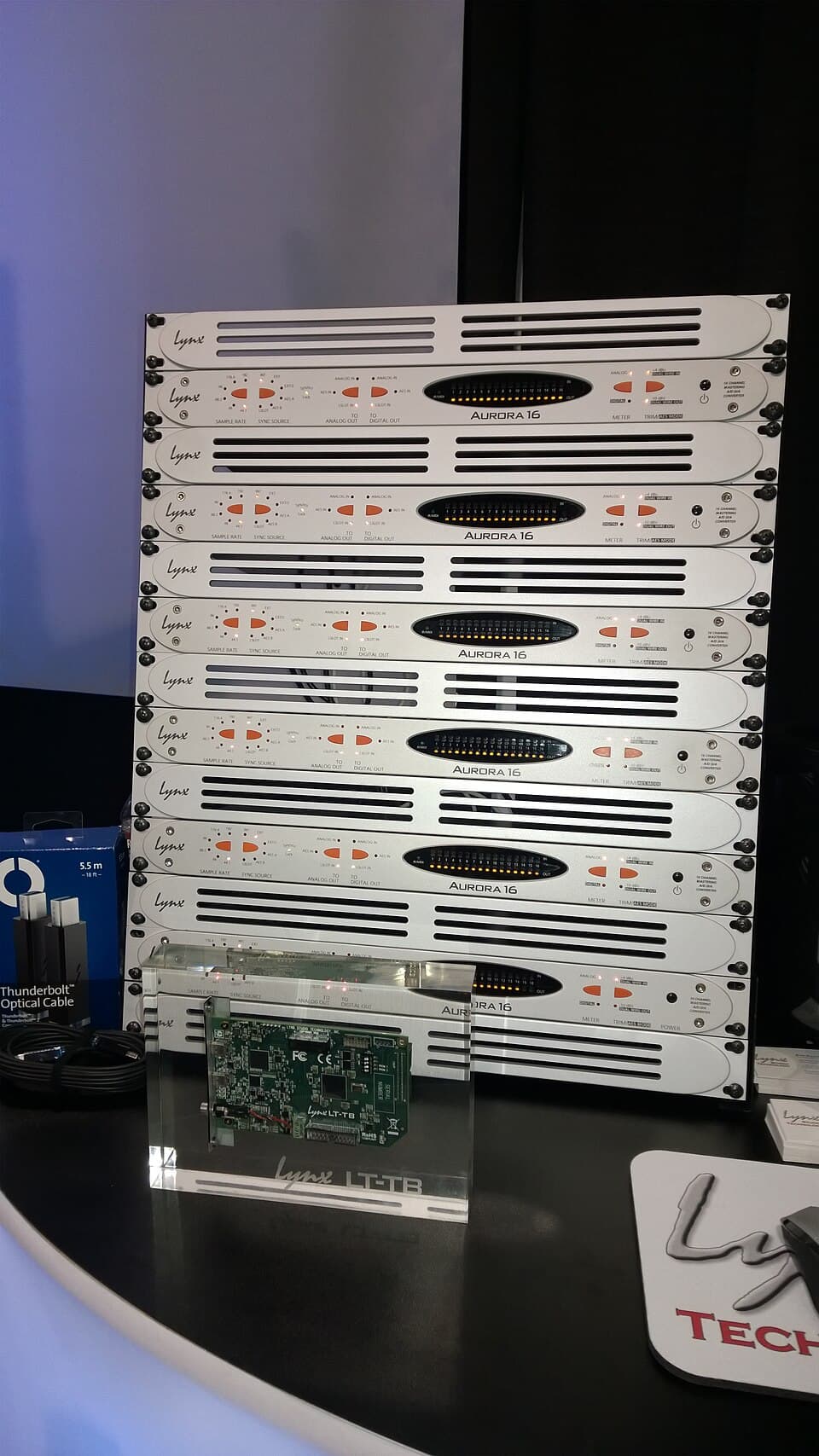 Lynx Aurora 16 - 16-ch Mastering AD DA Converters (x6), Lynx LT-TB Thunderbolt LSlot card - 2015 NAMM Show