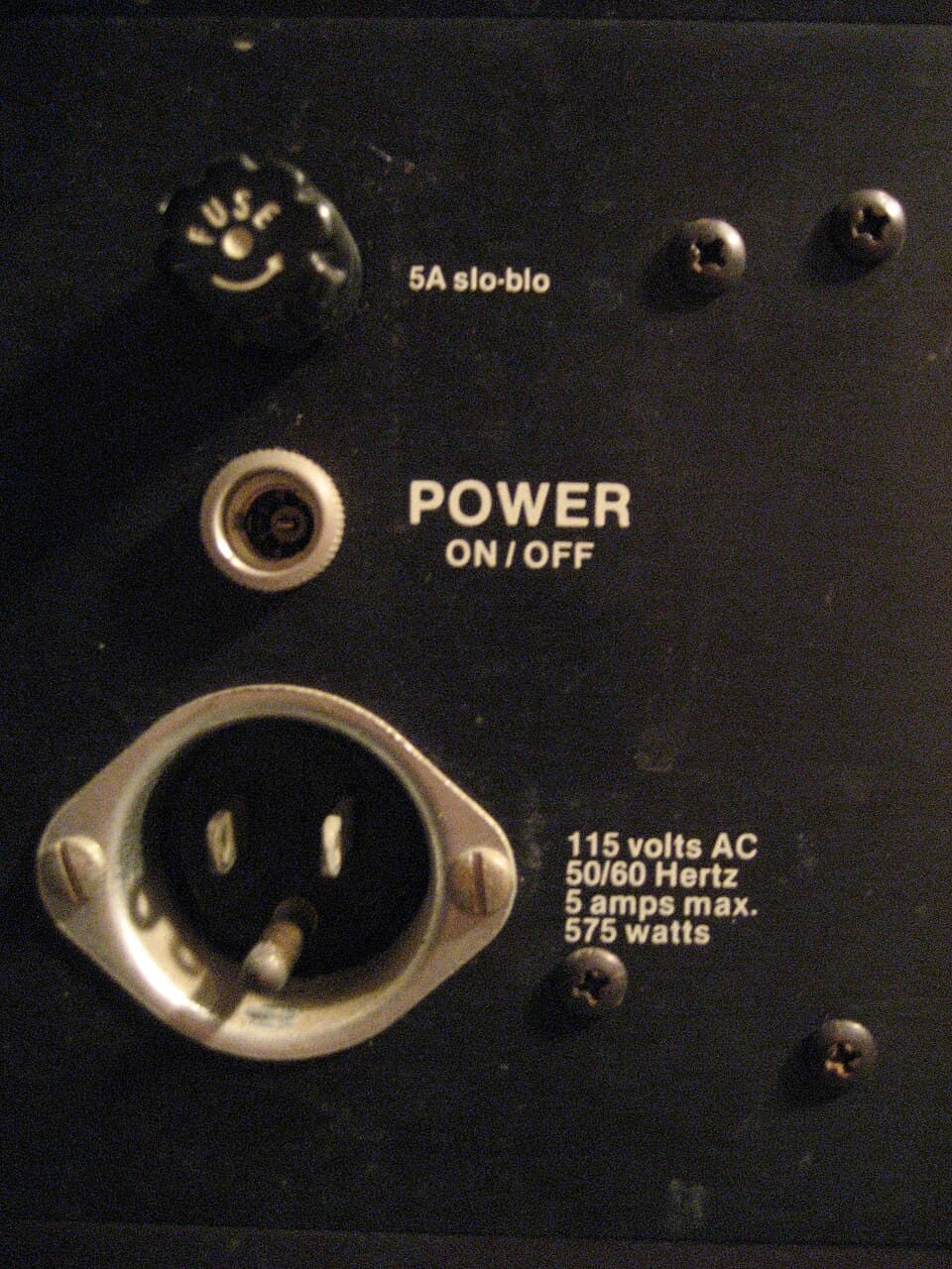 NED Synclavier II rear power intlet, power lamp, fuse holder (5A slo-blo)