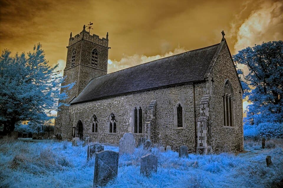 Infrared HDR St Michael's church Plumstead Norfolk (3535471639)
