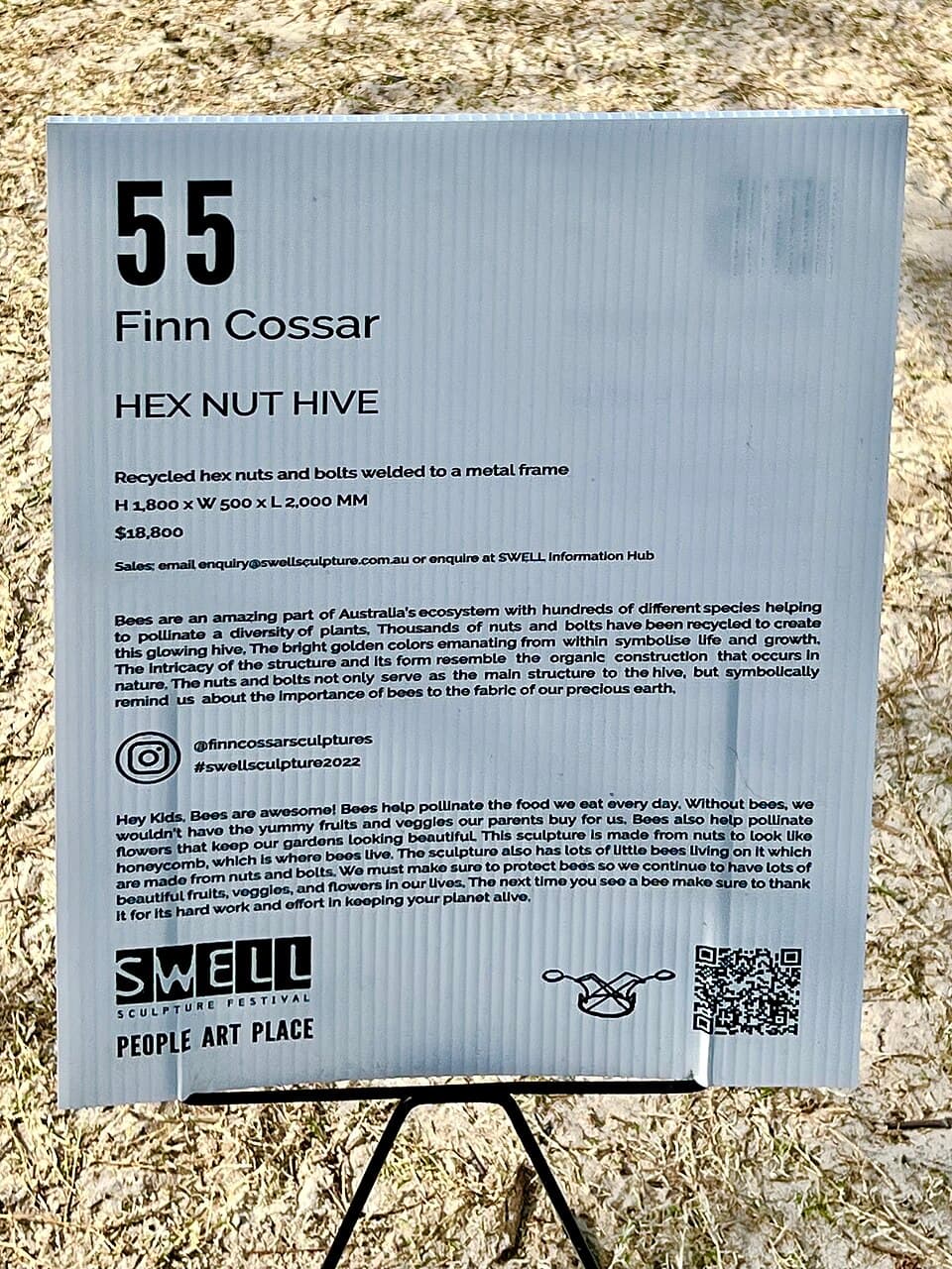 Hex Nut Hive (sculpture) by Finn Cossar at Swell Sculpture Festival 2022, 01