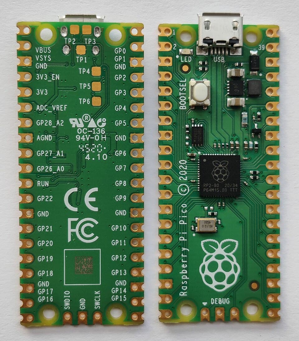 Raspberry Pi Pico top and bottom