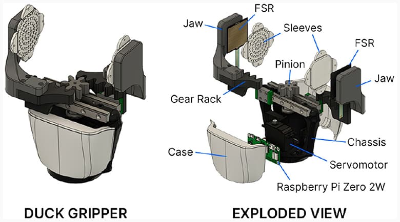 ADAM elderly care robot Duck Gripper final design