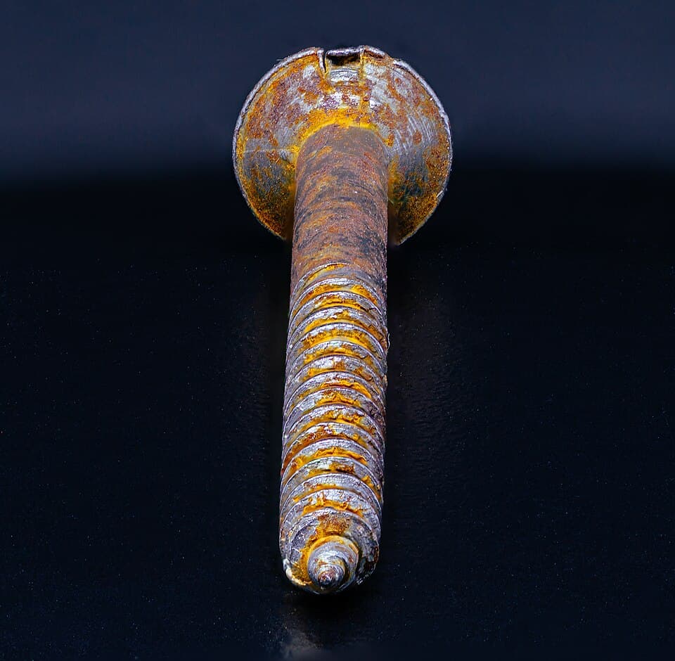 An old and rusted screw