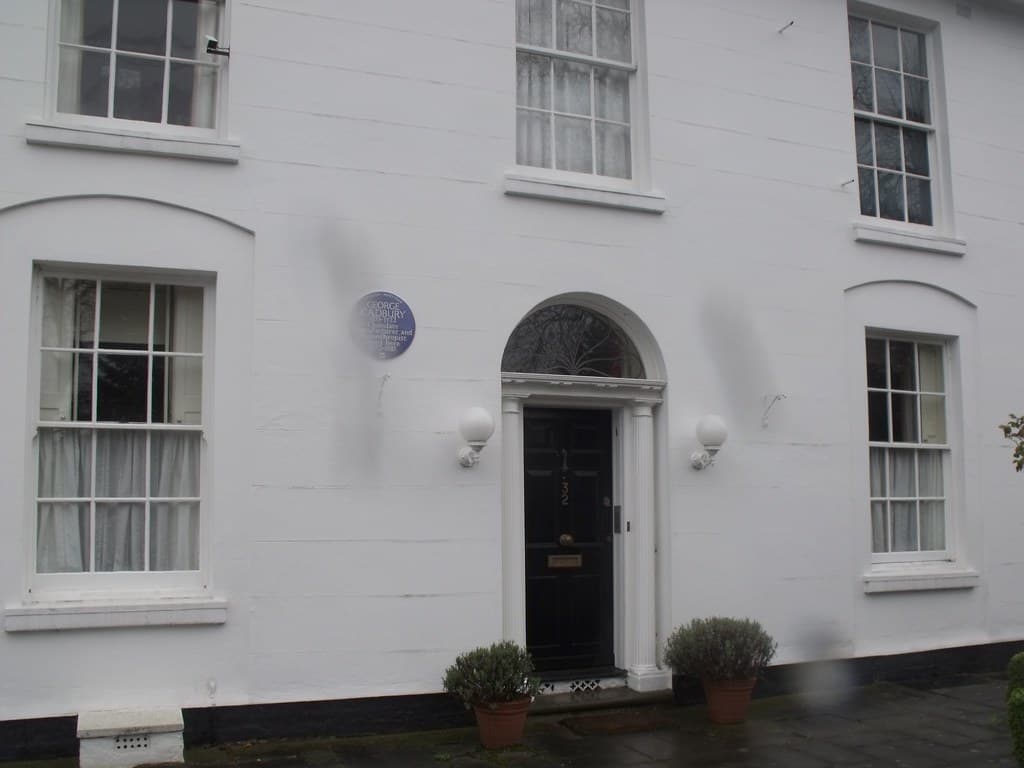 32 George Road, Edgbaston - blue plaque - George Cadbury - black door