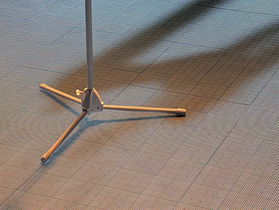 LCD floor displaying fake shadow, at Perfume exhibition in Tokyo Node