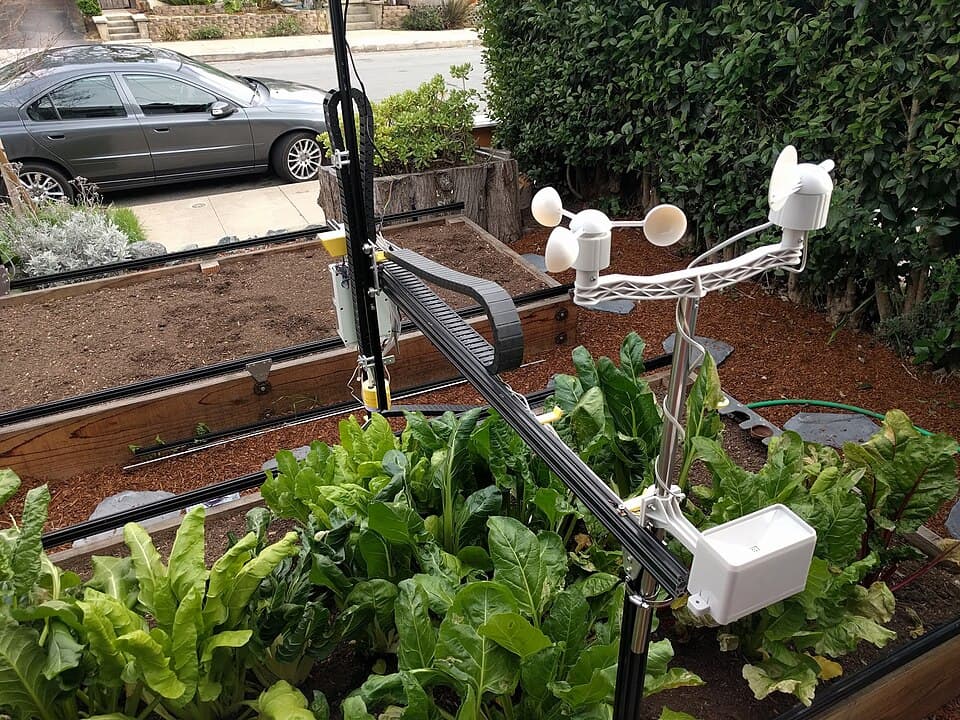 FarmBot Genesis gantry and weather station